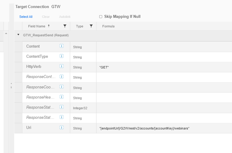 AccountKey variable Fields Tab