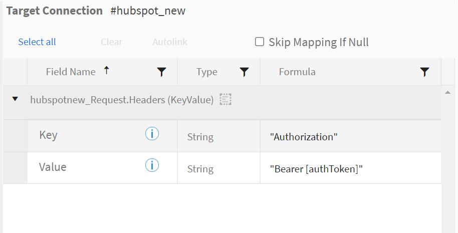 authToken fields tab