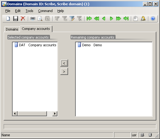 Domain Company Accounts Window